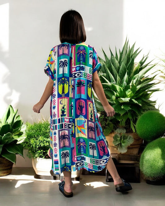 CANCUN - ROBE OVERSIZE A MOTIF JUSQU'A LA TAILLE 46