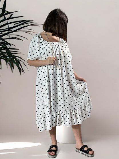 ALICE - ROBE OVERSIZE BLANCHE A POIS JUSQU'A LA TAILLE 54