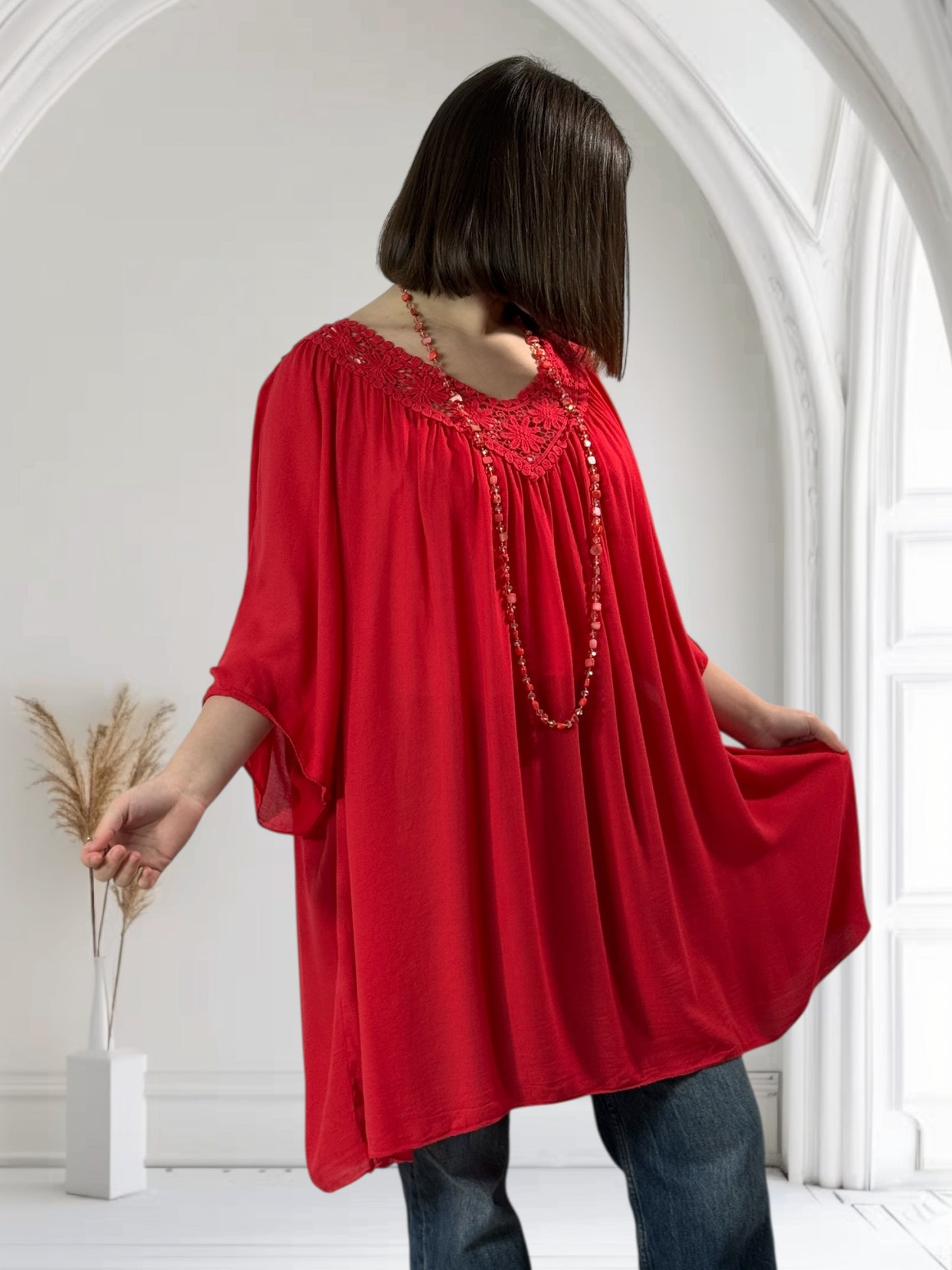 LOLITA - TUNIQUE OVERSIZE ROUGE JUSQU'A LA TAILLE 58