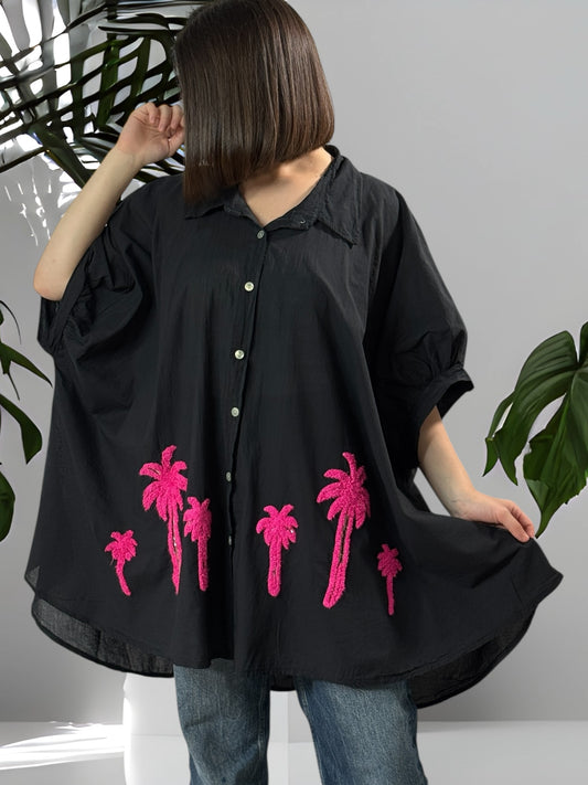 MEGANE - TUNIQUE OVERSIZE NOIRE JUSQU'A LA TAILLE 60