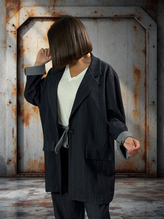 LEONIE - BLAZER MARINE A CHEVRONS JUSQU'A LA TAILLE 52