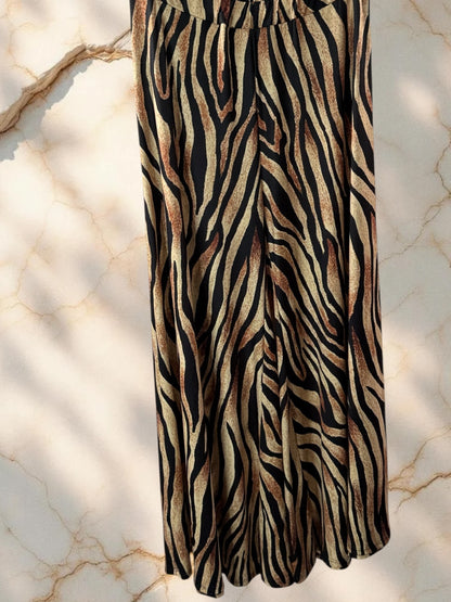 MAXIME - PANTALON PALAZZO MOTIF ANIMALIER TAILLE 46 A 54