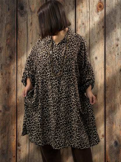 FELINE - CHEMISE OVERSIZE LEOPARD JUSQU'A LA TAILLE 58