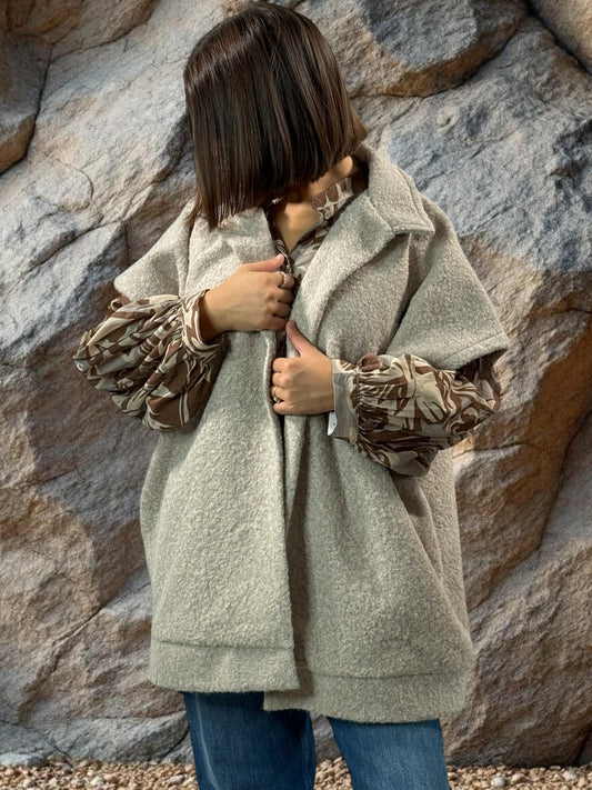 JACK - GILET BEIGE SANS MANCHE AVEC COL JUSQU'A LA TAILLE 54