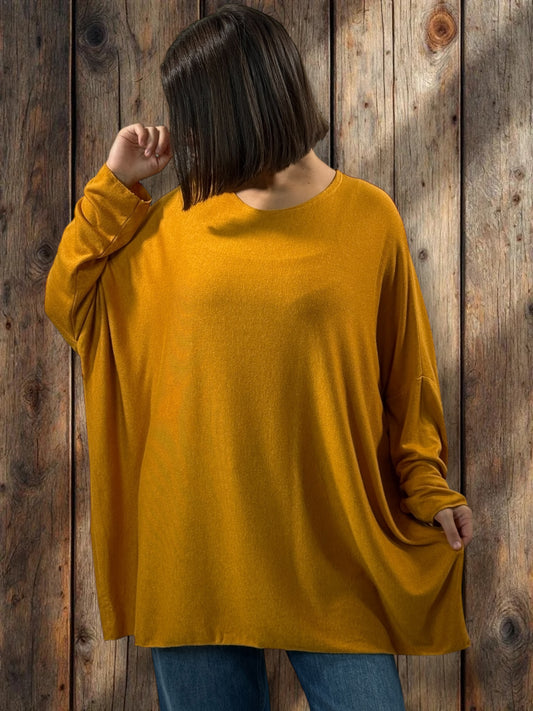 CAPRIO - PULL CURRY EN MAILLE FLUIDE JUSQU'A LA TAILLE 54