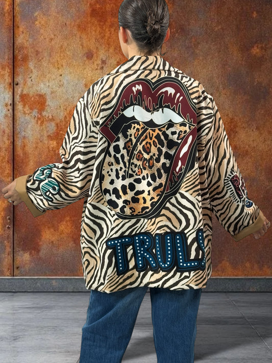 MARICAO - VESTE OVERSIZE A MOTIF JUSQU'A LA TAILLE 52