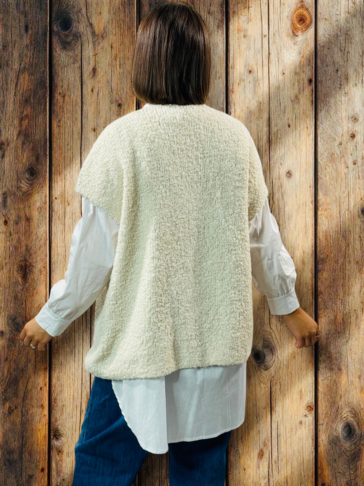 MARVIN - GILET BLANC CASSE SANS MANCHE JUSQU'A LA TAILLE 54/56