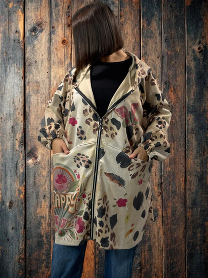 ADDICT - VESTE ASPECT DAIM A MOTIF JUSQU'A LA TAILLE 54