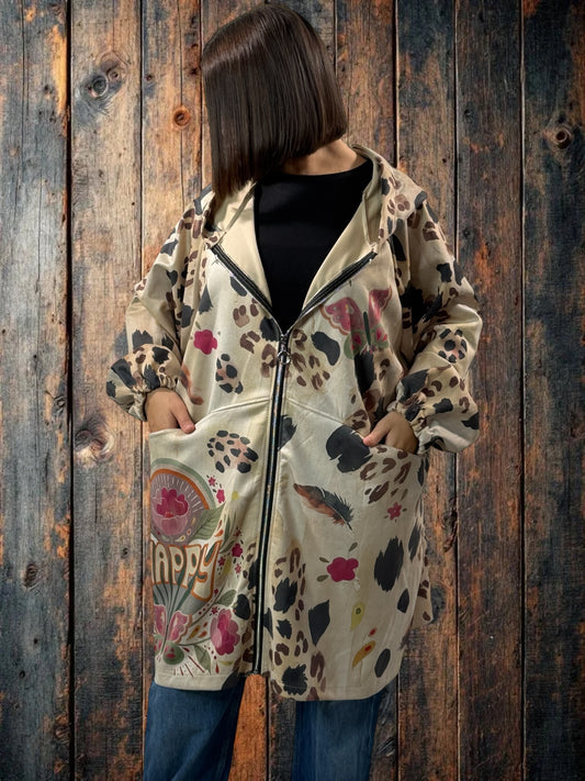ADDICT - VESTE ASPECT DAIM A MOTIF JUSQU'A LA TAILLE 54