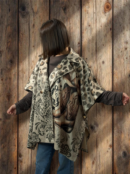 CEZANNE - VESTE CAPE EN SUEDINE JUSQU'A LA TAILLE 60