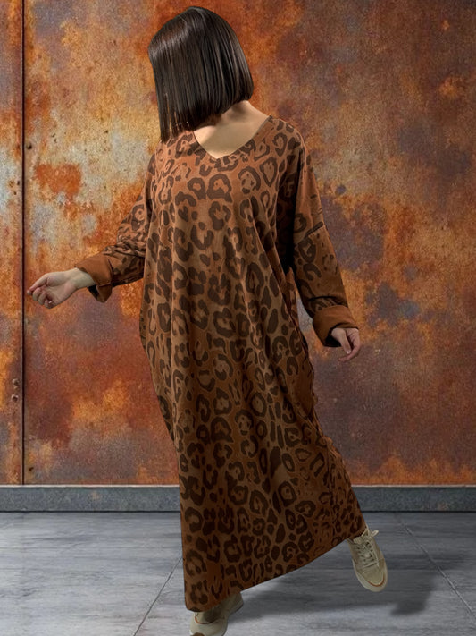 MARTINA - ROBE LEOPARD ROUX JUSQU'A LA TAILLE 54