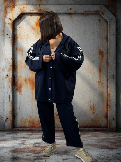 MARLEY - VESTE MARINE OVERSIZE JUSQU'A LA TAILLE 54