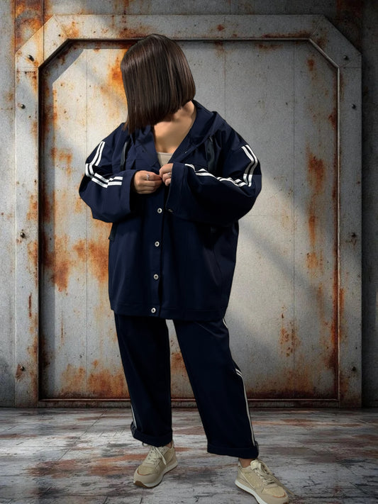 MARLEY - VESTE MARINE OVERSIZE JUSQU'A LA TAILLE 54