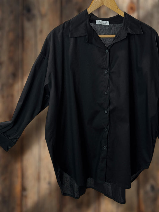 MARINA - CHEMISE OVERSIZE NOIRE JUSQU'A LA TAILLE 52