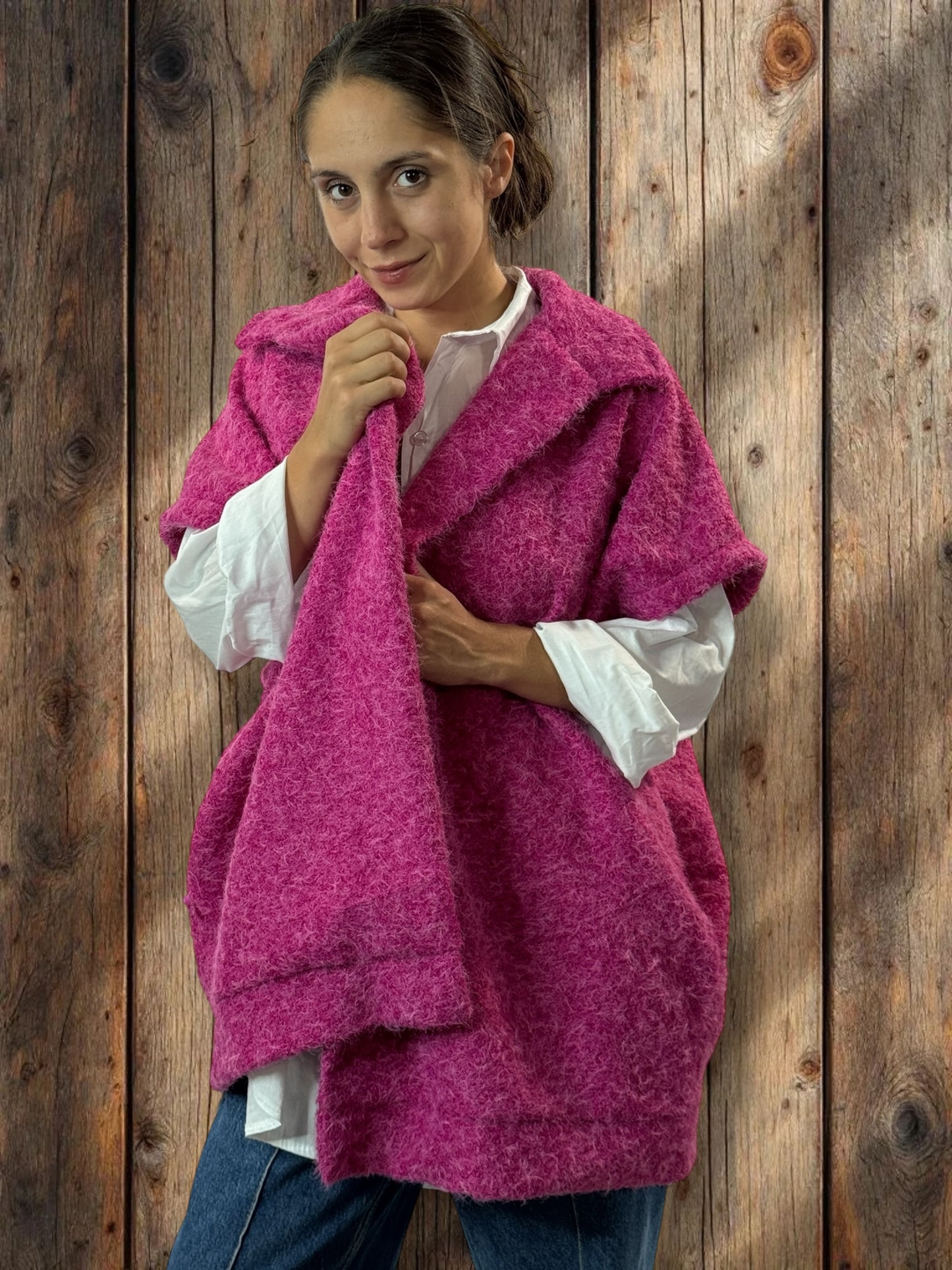 JACK - GILET FUCHSIA SANS MANCHE AVEC COL JUSQU'A LA TAILLE 54
