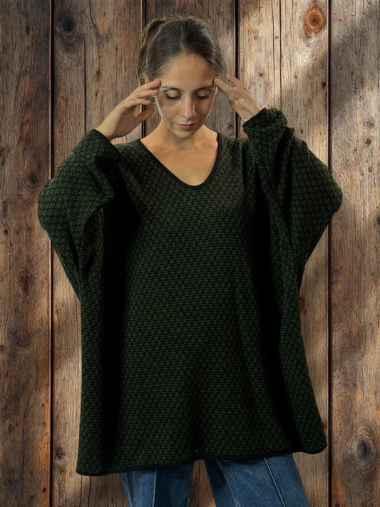 PABLO - PULL EN MAILLE A MOTIF KAKI JUSQU'A LA TAILLE 56