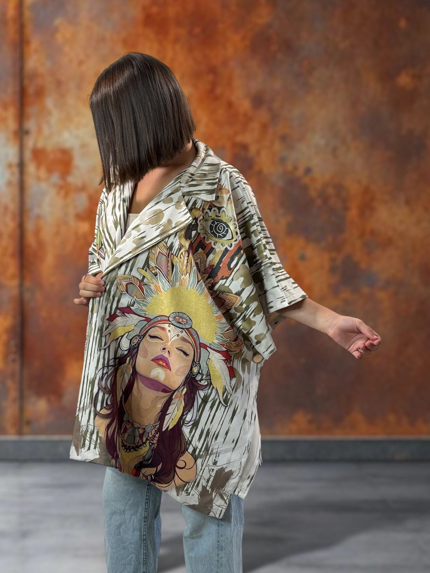 CEZANNE - VESTE CAPE EN SUEDINE JUSQU'A LA TAILLE 60
