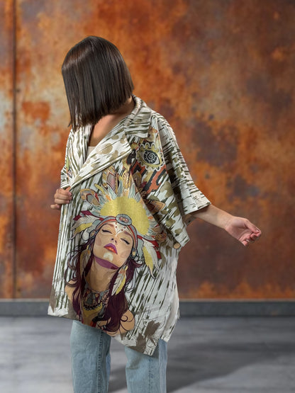 CEZANNE - VESTE CAPE EN SUEDINE JUSQU'A LA TAILLE 60