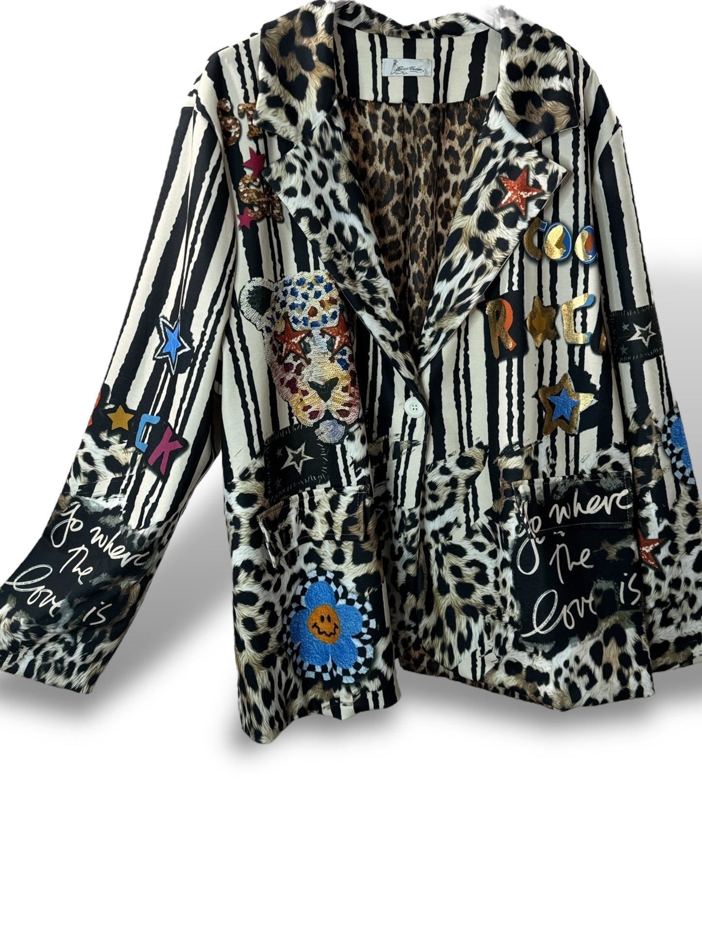 NATALIA - VESTE OVERSIZE MOTIF TIGRE JUSQU'A LA TAILLE 52/54