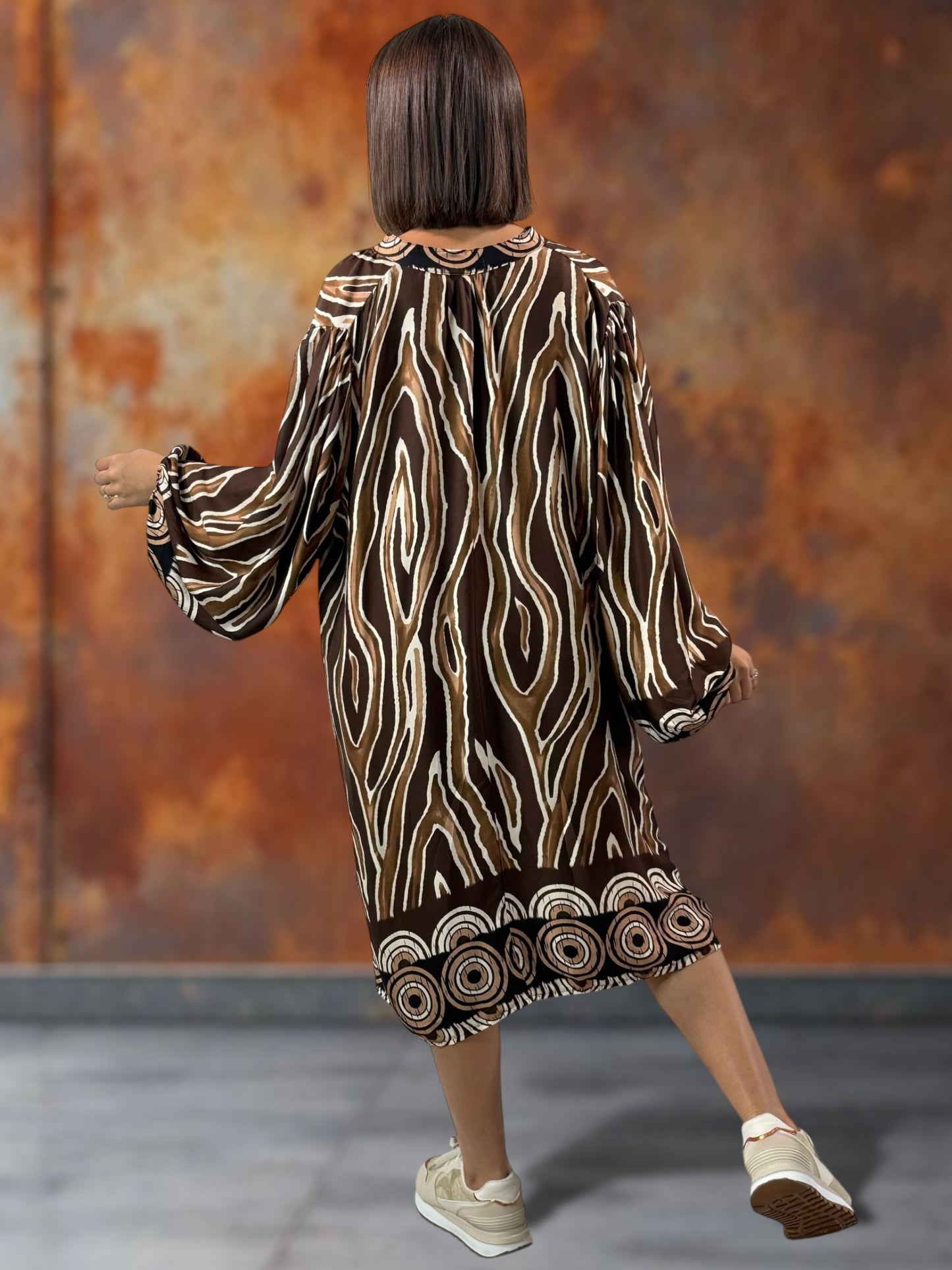 CLOTILDE - ROBE OVERSIZE FLUIDE A MOTIF JUSQU'A LA TAILLE 54