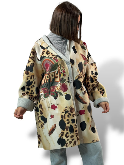 LULU - VESTE A CAPUCHE A MOTIF JUSQU'A LA TAILLE 52/54