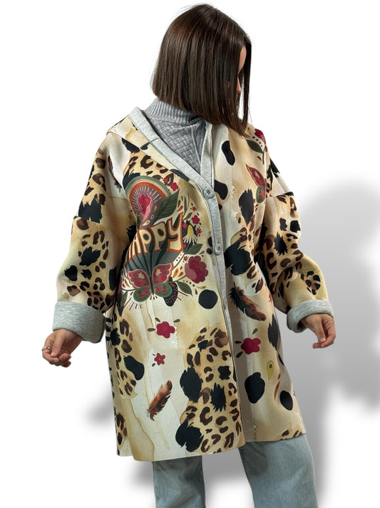 LULU - VESTE A CAPUCHE A MOTIF JUSQU'A LA TAILLE 52/54