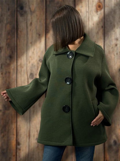 ROSALINA - VESTE OVERSIZE KAKI JUSQU'A LA TAILLE 52
