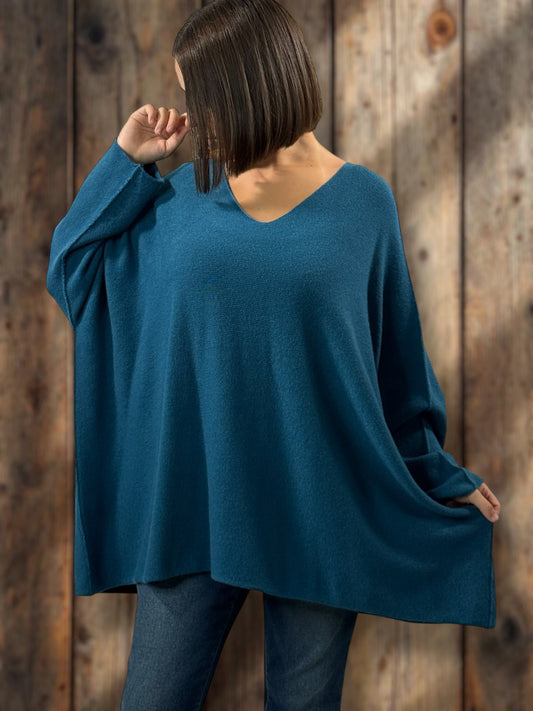 PALOMA - PULL OVERSIZE BLEU JUSQU'A LA TAILLE 56