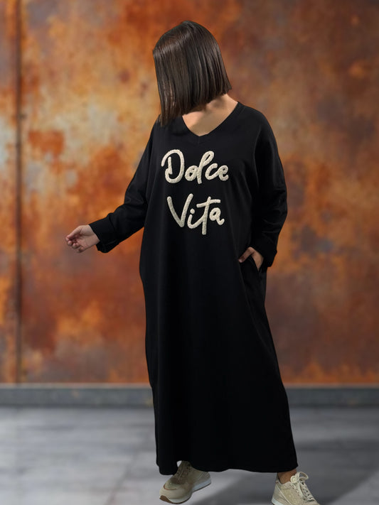 NINON - ROBE OVERSIZE NOIRE DOLCE VITA JUSQU'A LA TAILLE 54/56