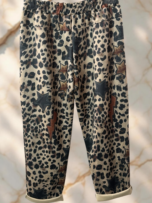 STAN - PANTALON NOIR A MOTIF EN SUEDINE JUSQU'A LA TAILLE 52