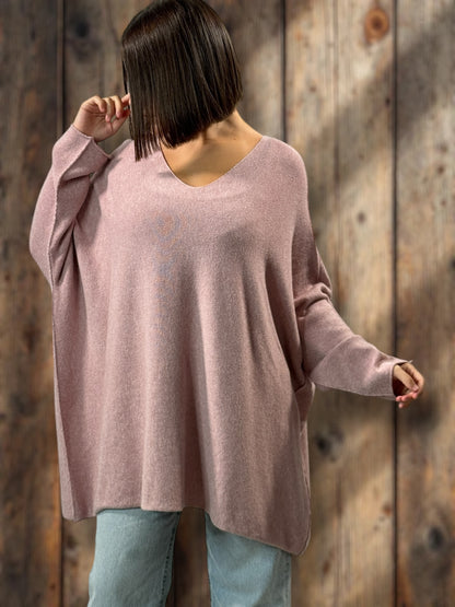 PALOMA - PULL OVERSIZE ROSE JUSQU'A LA TAILLE 56