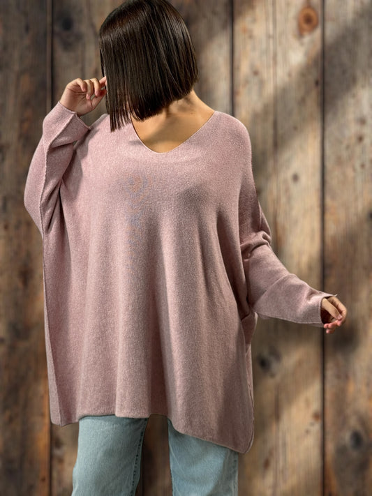 PALOMA - PULL OVERSIZE ROSE JUSQU'A LA TAILLE 56