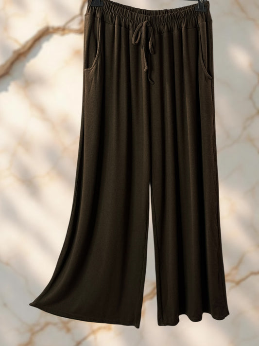 MARLO - PANTALON AMPLE FLUIDE MARRON TAILLE 48 A 58