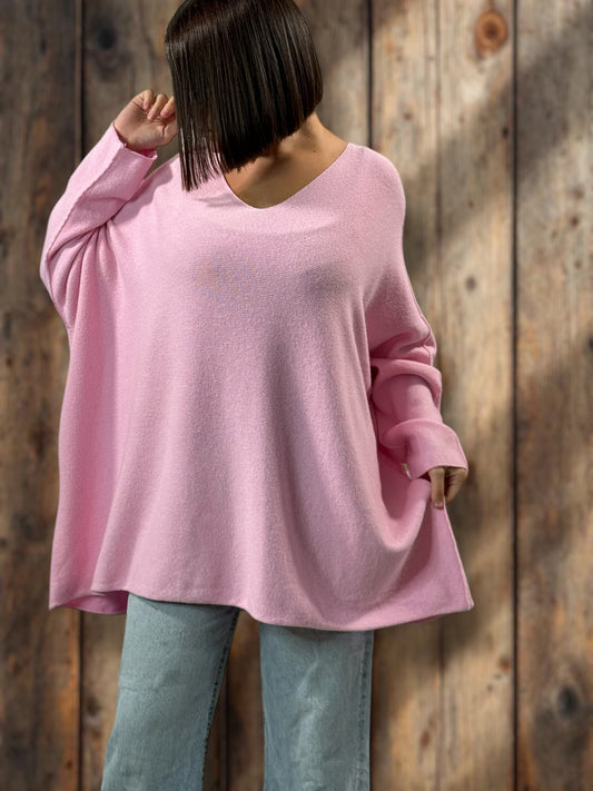 PALOMA - PULL OVERSIZE ROSE JUSQU'A LA TAILLE 56