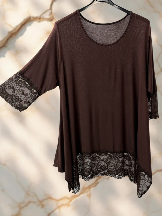 CINDY - TOP MARRON TAILLE 46 A 56/58