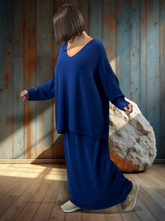 FAUSTINE - ENSEMBLE EN MAILLE IMPERIAL JUSQU'A LA TAILLE 52/54 VIOLET
