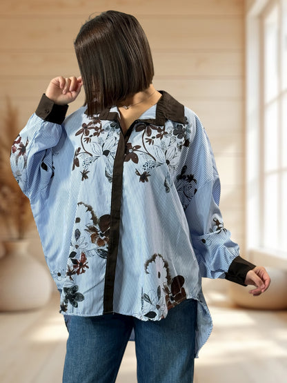 LILIBELLE - CHEMISE OVERSIZE A MOTIF JUSQU'A LA TAILLE 54
