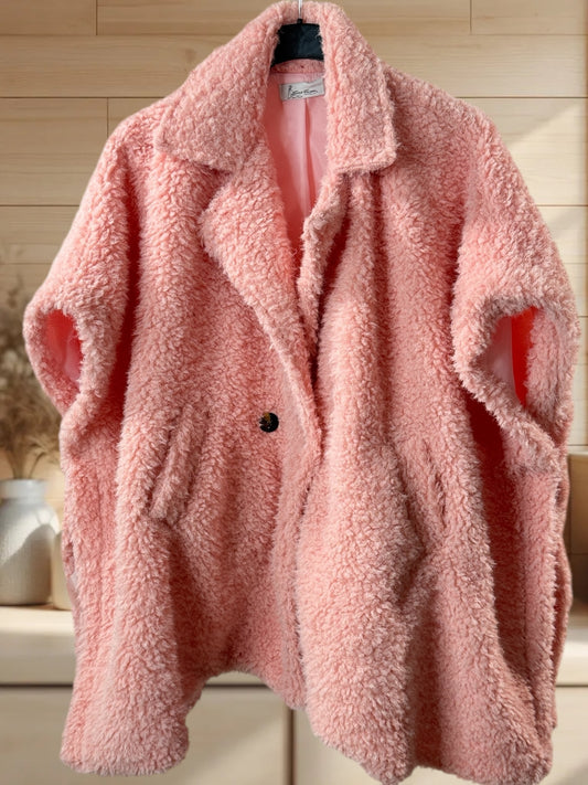 COCO - VESTE ROSE EN MOUMOUTE JUSQU'À LA TAILLE 54/56