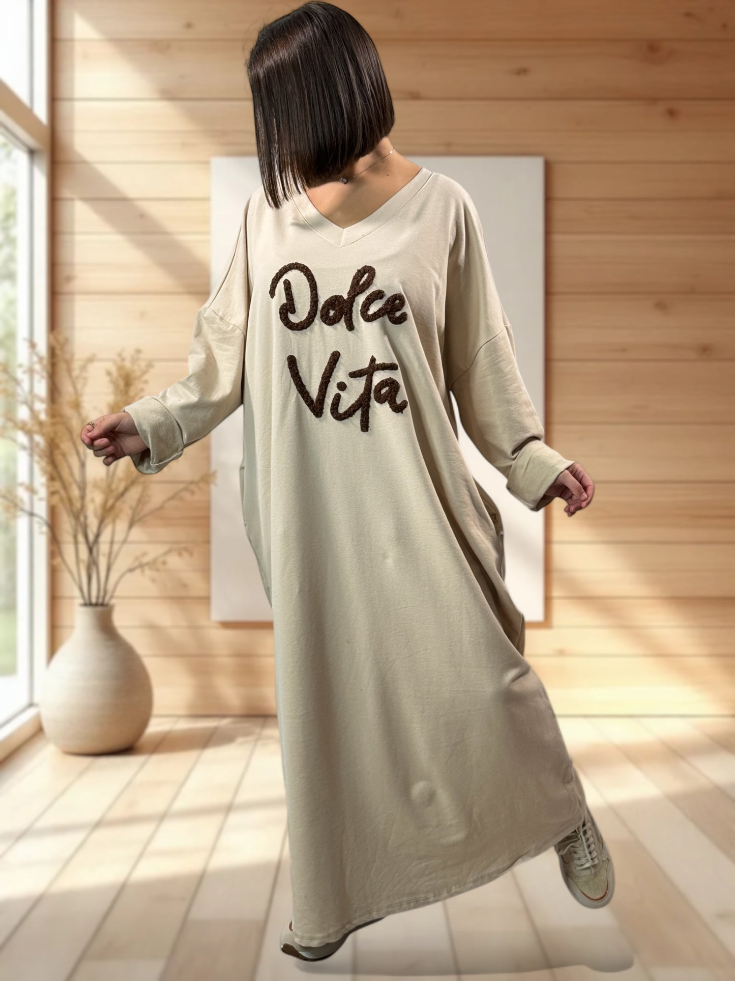 NINON - ROBE OVERSIZE BEIGE DOLCE VITA JUSQU'A LA TAILLE 54/56