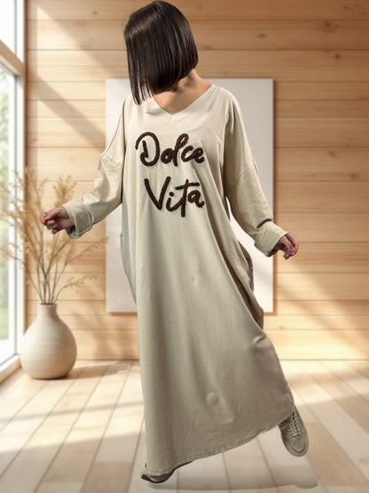 NINON - ROBE OVERSIZE BEIGE DOLCE VITA JUSQU'A LA TAILLE 54/56