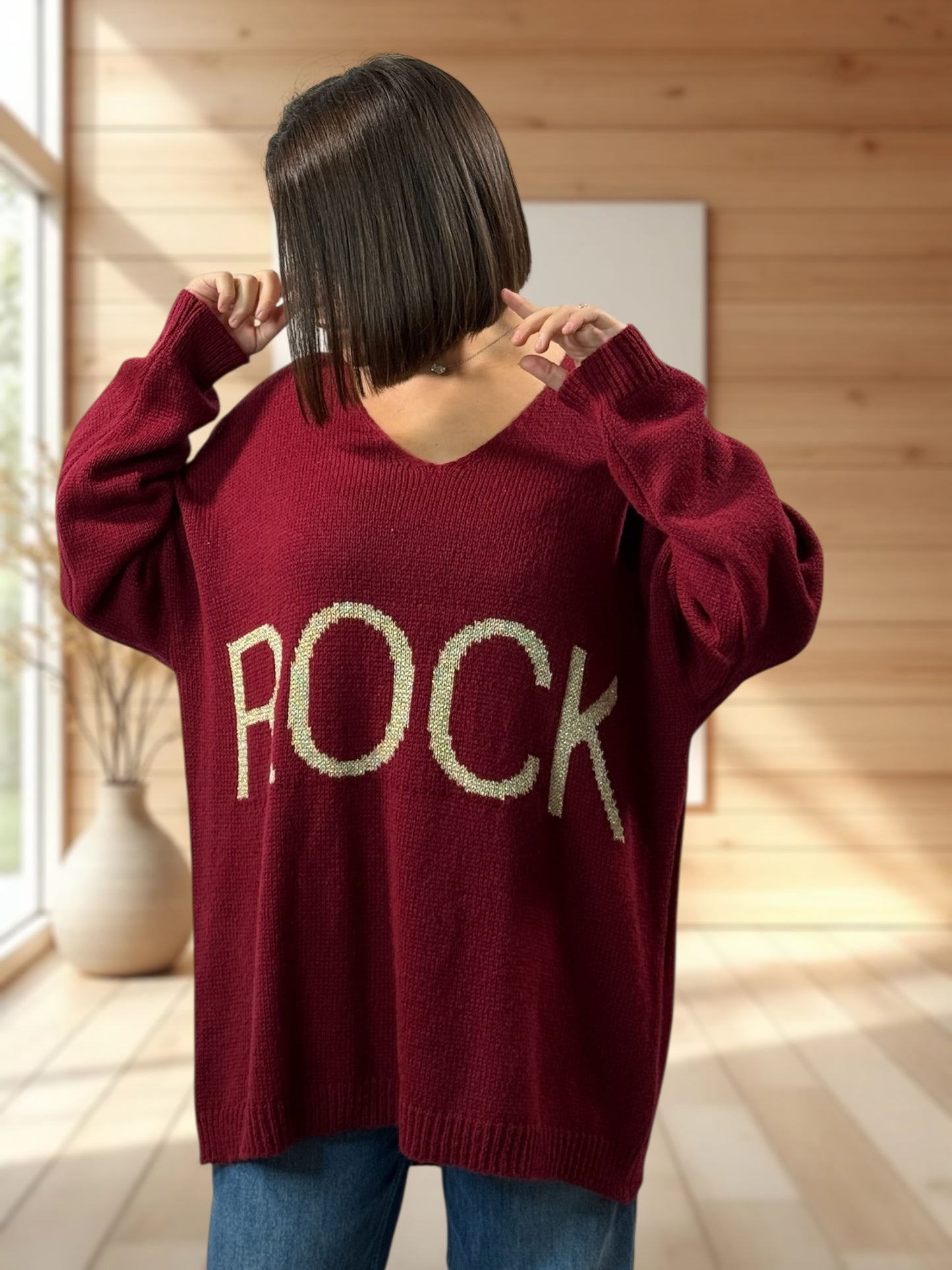 LOULOU - PULL OVERSIZE BORDEAUX JUSQU'A LA TAILLE 52