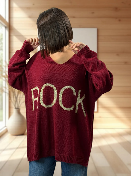 LOULOU - PULL OVERSIZE BORDEAUX JUSQU'A LA TAILLE 52