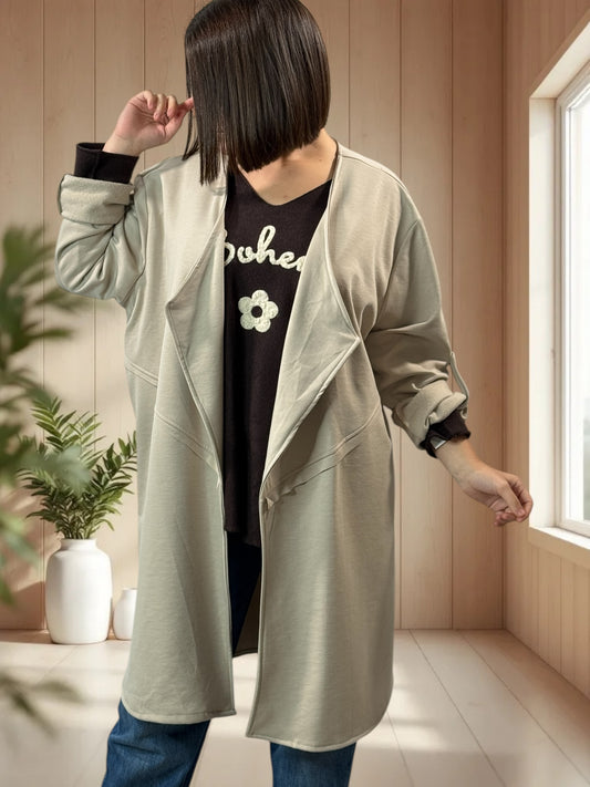 LYSIANE - VESTE BEIGE OVERSIZE JUSQU'A LA TAILLE 52/54