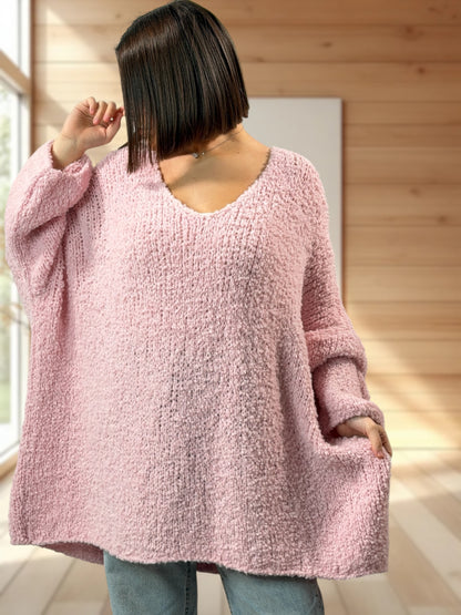 LAETITIA - PULL ROSE OVERSIZE JUSQU'A LA TAILLE 58