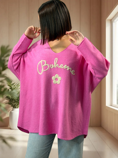 ORLANE - PULL OVERSIZE ROSE JUSQU'A LA TAILLE 54