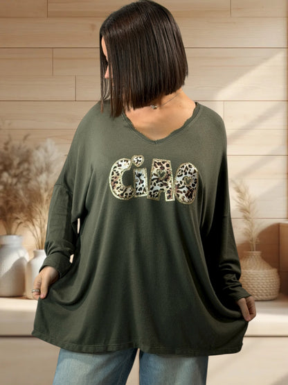 CIAO - PULL KAKI EN MAILLE FLUIDE JUSQU'A LA TAILLE 54/56