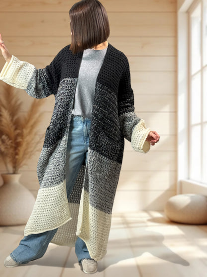 BILBAO - LONG GILET OVERSIZE 2 POCHES JUSQU'A LA TAILLE 54