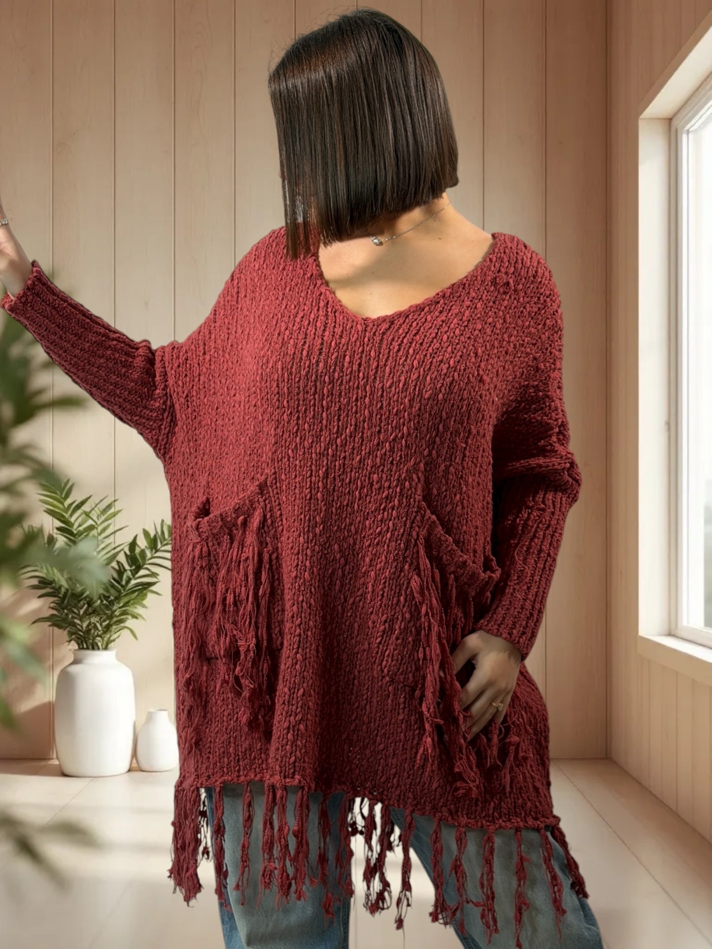 SHEILA - PULL OVERSIZE TERRACOTTA JUSQU'A LA TAILLE 56