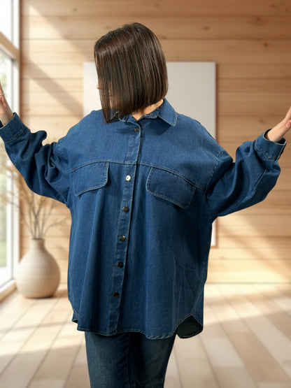 JORDAN - CHEMISE OVERSIZE EN JEAN JUSQU'A LA TAILLE 54/56