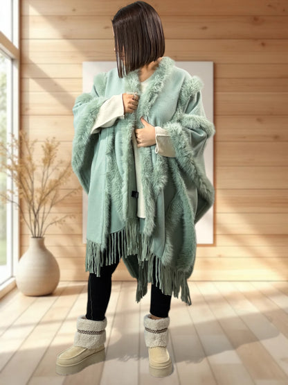 ERIKA - CAPE VERTE FAUSSE FOURRURE